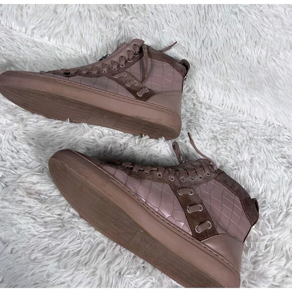 Bally Shoes Mens Size 9.5 Taupe Hekem Hightop Zip Croc Embossed HEKEM-ST-WS/008 - Picture 3 of 16